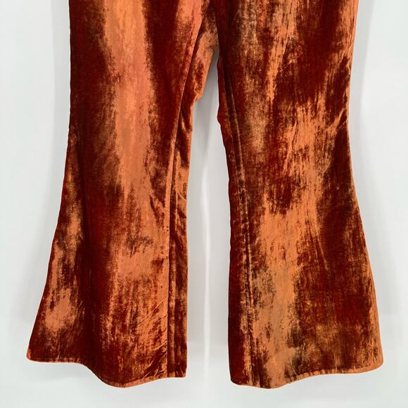 Ellery Cooly Chant Cropped Crushed-Velvet Flared Pants Copper Women's Size 8 - Picture 16 of 16